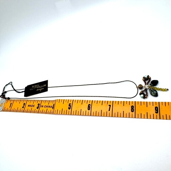 Robin Goodfellow Designs Dragonfly Pendant Necklace Swarovski Crystals Beads - Picture 4 of 6